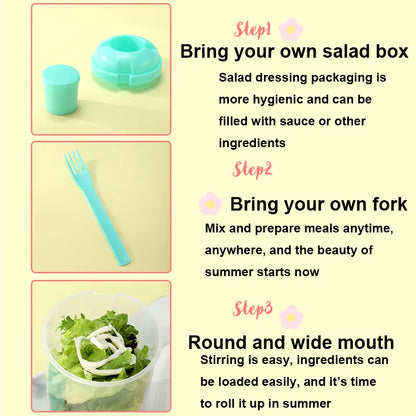 Portable Salad Cup with Fork and Lid Convenient Breakfast Shaker Bottles for Girls and Students Fruit Fat Loss Cup