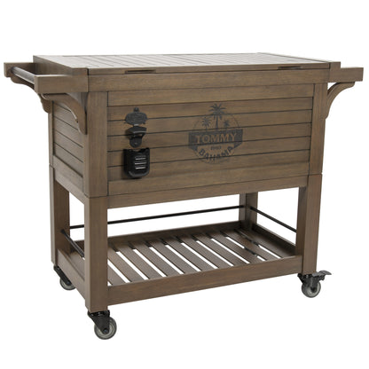 100-Quart Rolling Wood Cooler