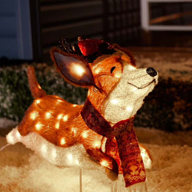 22-In LED Leaping Corgi Dog Decoration