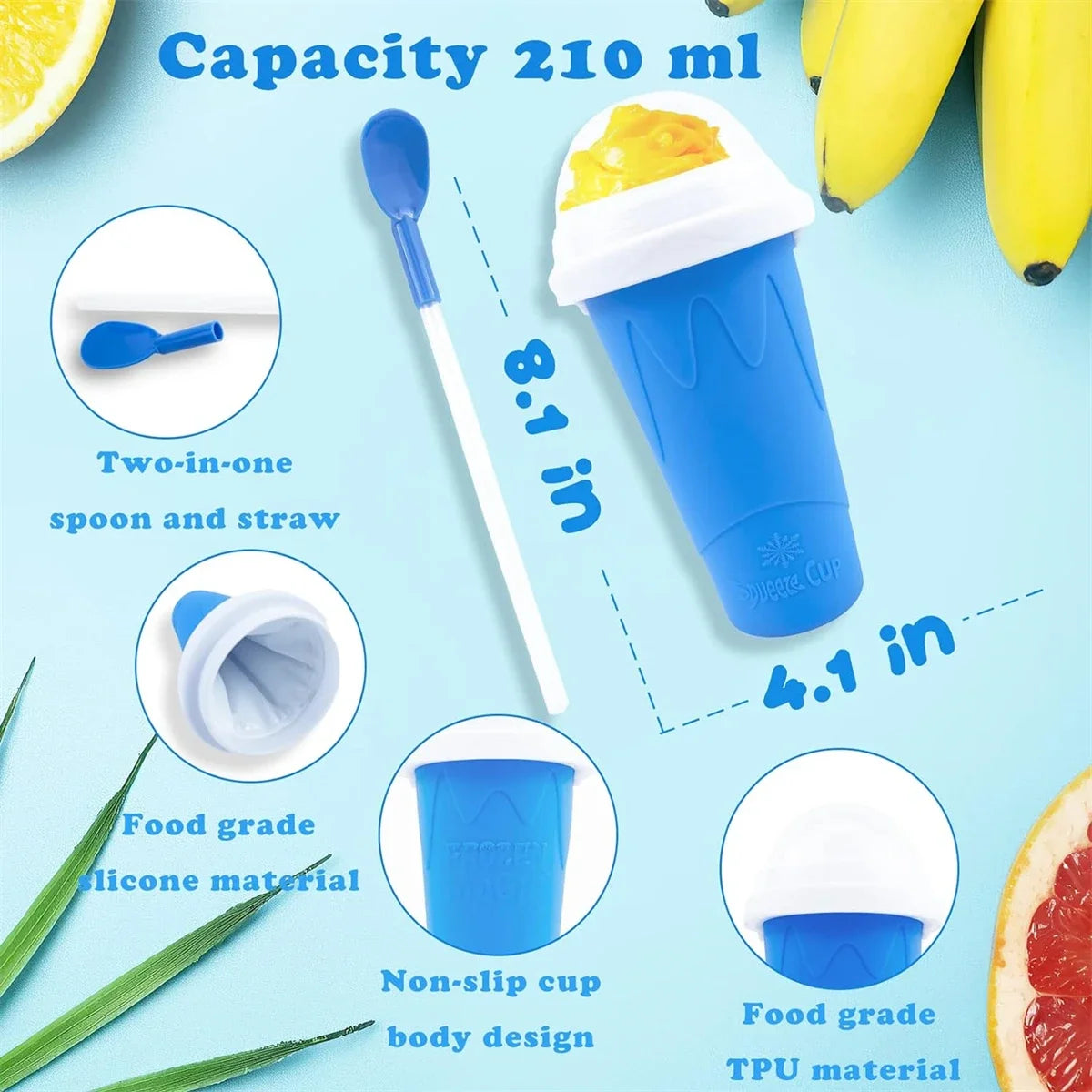 Homemade Smoothie Cup Quick-Frozen Ice Cream Milkshake Bottle Summer DIY Juice Iced Cup Freezed Portable Squeeze Slushie Cups