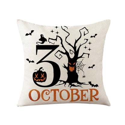 4Pcs Halloween Pumpkin Pillow Covers,18X18 Inches Trick or Treat Farmhouse Decor Boo Halloween Decorative 31 October Throw Pillow Cover