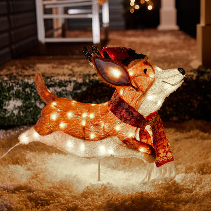 22-In LED Leaping Corgi Dog Decoration