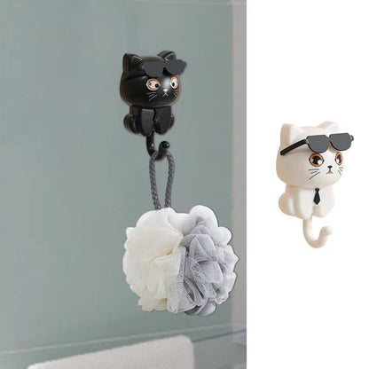 Cartoon Cat Hook Self Adhesive Dormitory Bedroom Door Hangers Hooks Key Umbrella Towel Cap Coat Rack Wall Animal Decoration Rack