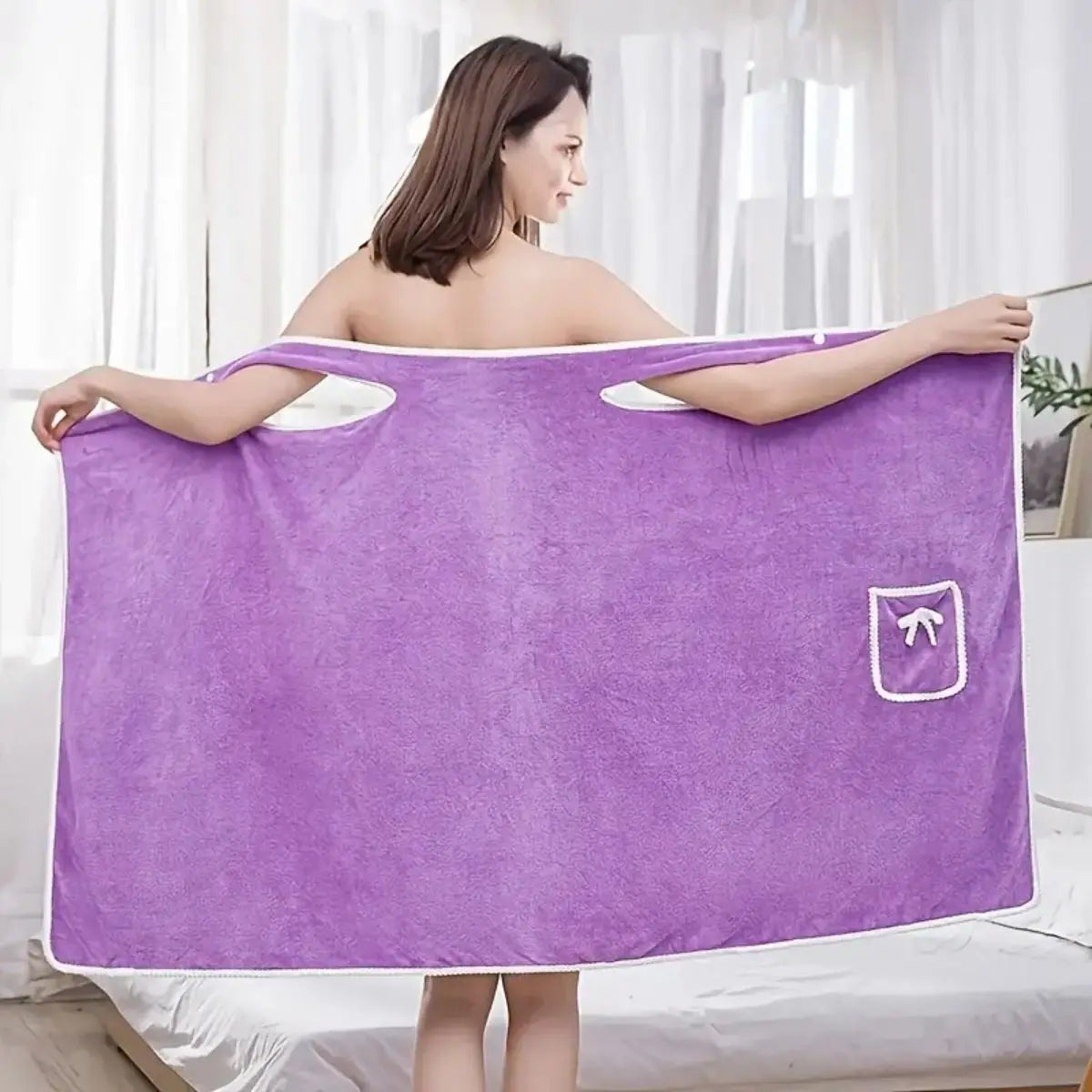 Womens Bath Towels Girls Wearable Fast Drying Bathing Beach Spa Bathrobes Wash Clothing, Shower Bath and Gym Towel