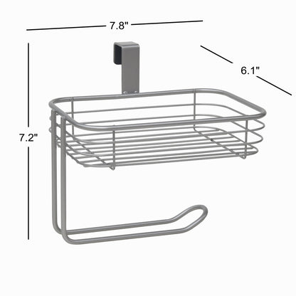 Satin Nickel Over-The-Tank Toilet Paper Tissue & Wipes Holder