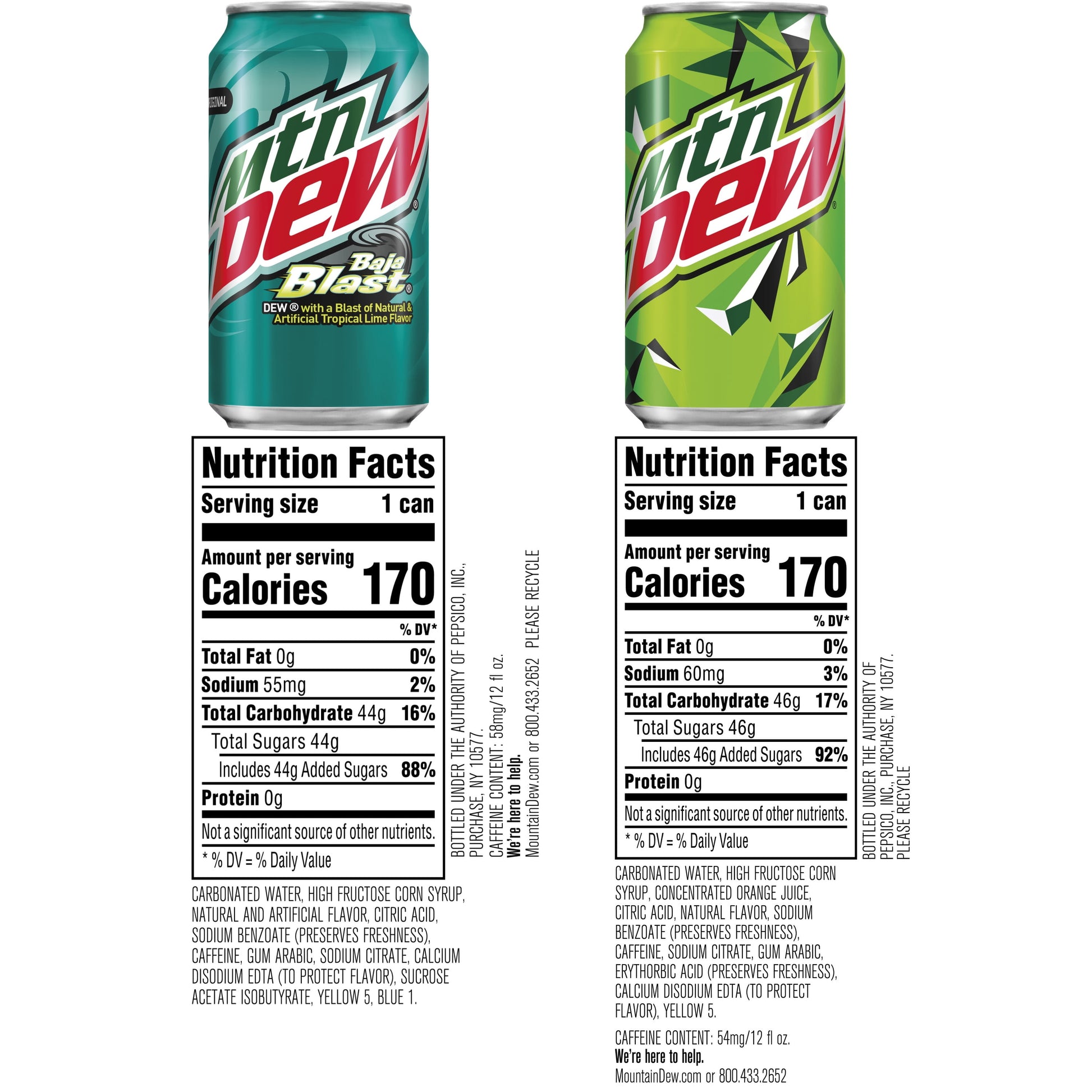 Baja Blast Natural & Artificial Tropical Lime and Citrus Soda Pop Flavored Variety Pack, 12 Fl Oz, 18 Pack Cans