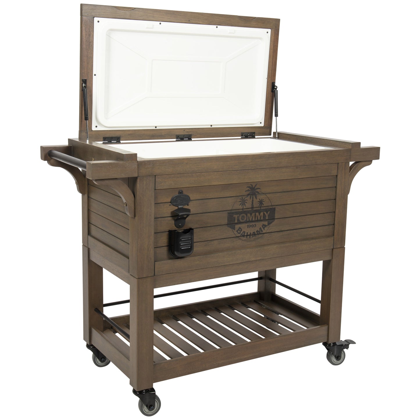 100-Quart Rolling Wood Cooler